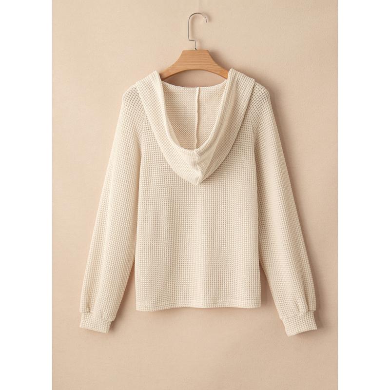 Dokotoo waffle sweatshirt for women Casual Fashion Knit Womenswear Essential Hoodie Piece Soft Style Ribbed Tops Minimalist Long Sleeve Comfort Basic