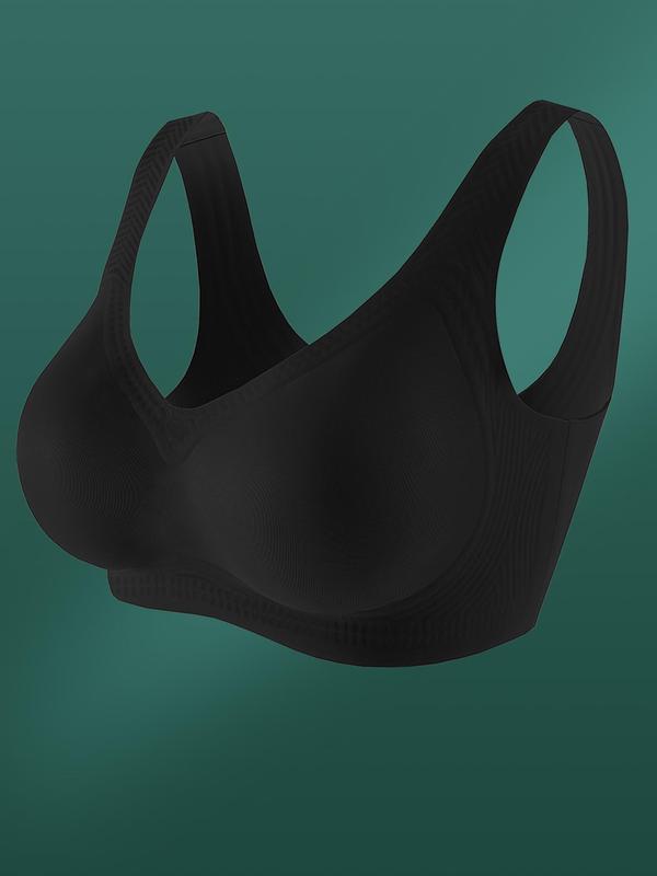 Plus Size Solid Sweetheart Neck Wireless Push Up Bra, Breathable Comfortable Lingerie Top For Daily Wear, Women's Plus Size Underwear For All Seasons