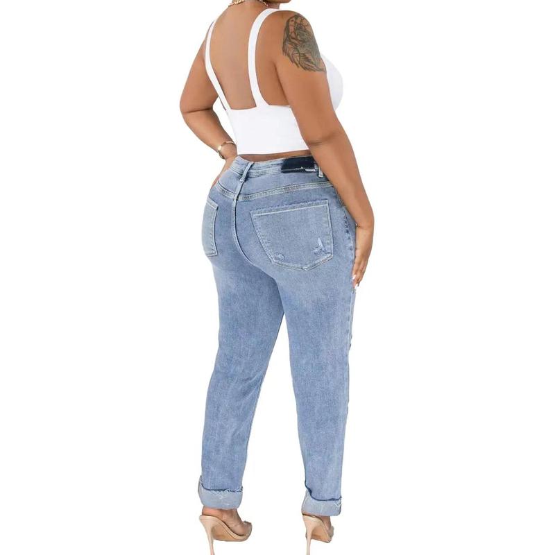 MNLYBABY 2024 New Broken Hole Washed Jeans Women's Slim Small Feet Design Models Pants Fashionnova Jeans 7sjeans Align Tank