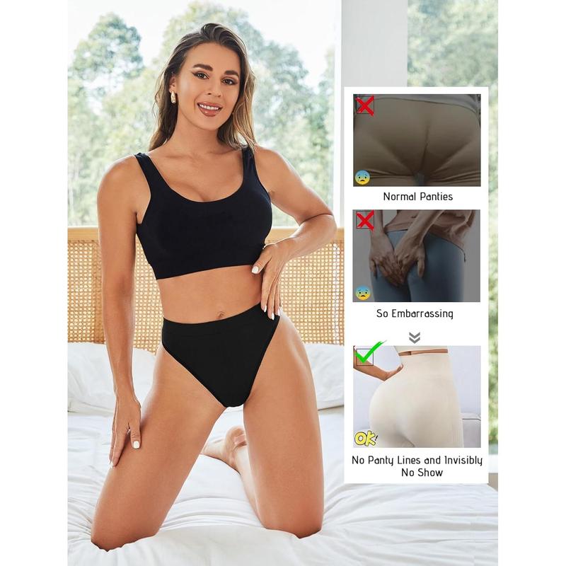 Womens Underwear Breathable Seamless Thongs 6 Pack Comfortable No Show High Waisted Thong Tangas Panties