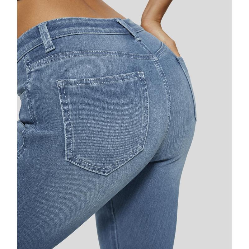 Halara HalaraMagic™ Mid Rise Button Zipper Multiple Pockets Stretchy Knit Casual Skinny Jeans