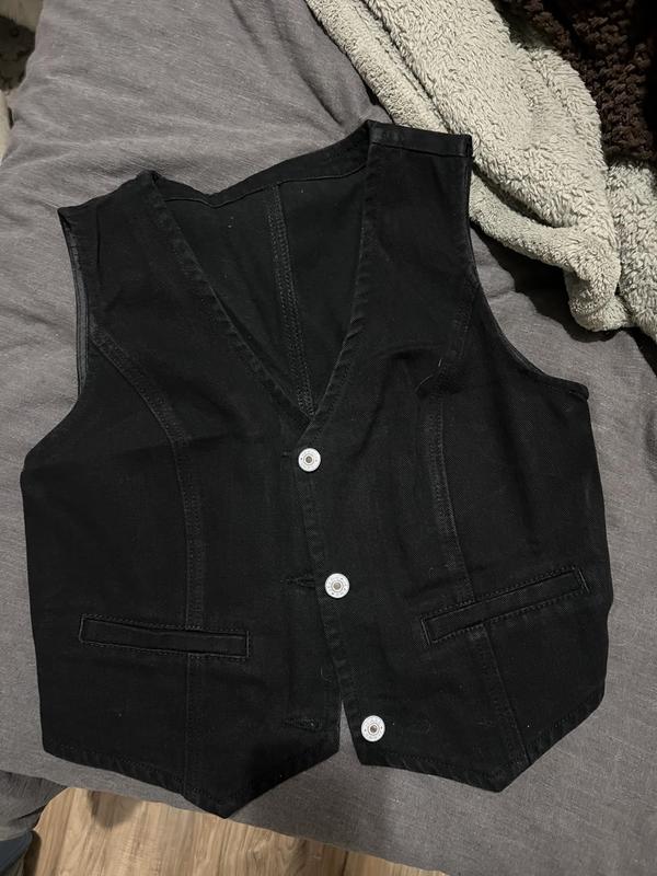 Goranbon Womens Denim Vest Sleeveless V Neck Button Down Jean Waistcoat Jacket Y2K Summer Crop Tops