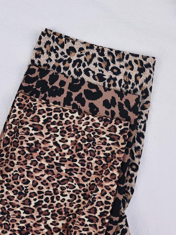 LGBTQ+ Women's 3pcs Leopard Print Boyshorts, Seamless Comfy Breathable High Stretch Panty for All Seasons, Women's Knickers for Daily Wear