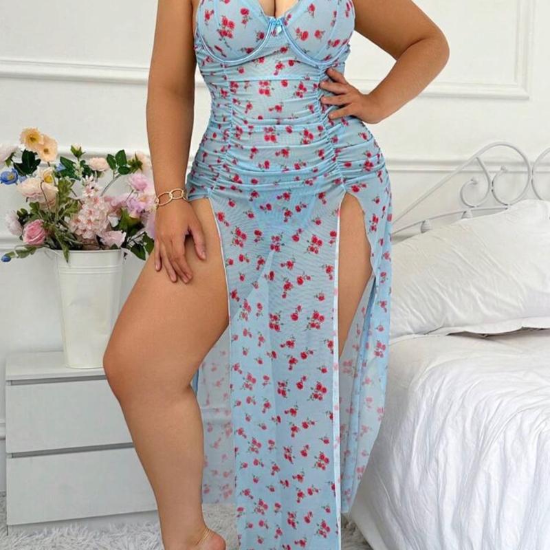 Reba Mesh floral lingerie slip