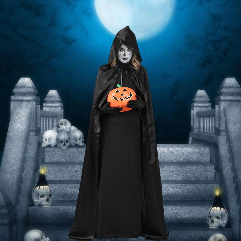 Witch & Death Role-playing Hooded Cloak, 1 Count Unisex Hooded Cloak for Halloween Party, Birthday Party, Family Gathering
