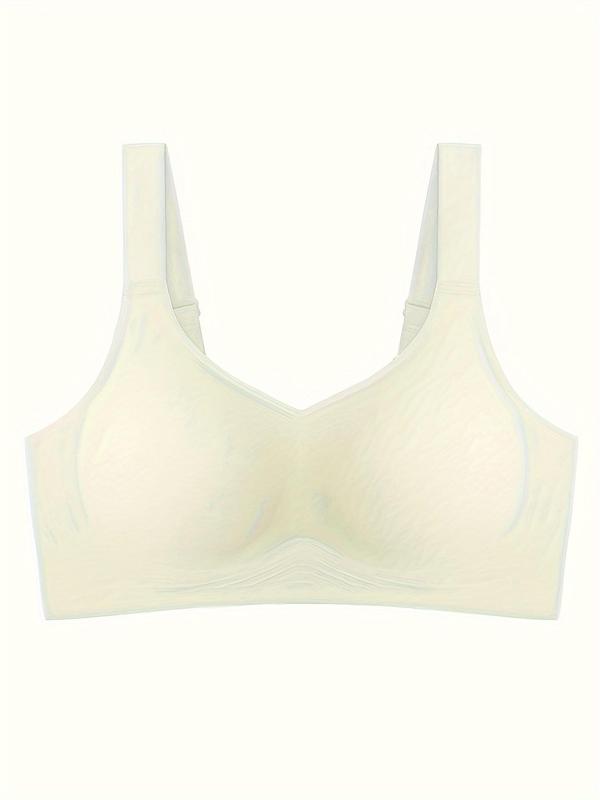 Women's Solid Seamless Wireless Push Up Bra, Comfortable Breathable Adjustable Strap Bralette for Daily Wear, Women's Lingerie, Summer Wear 2024
