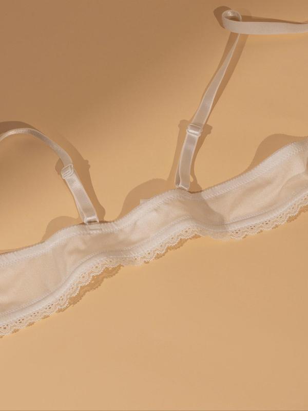 Women's Solid Color Contrast Lace Push Up Bra, Casual Comfortable Breathable Adjustable Strap Underwire Bra, Lingerie for All Seasons