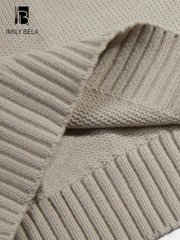 Basic Plain Wrap Drop Shoulder Sweater, Lady Minimalist Casual Comfort Long Sleeve V Neck Jumper Tops for Fall & Winter, Womenswear, Knitwear for Daily Life, Fall Clothing Women, Sweaters for Women, Winter Clothes Women