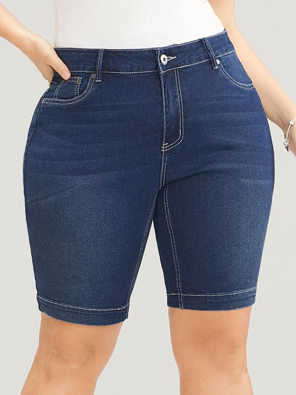 BloomChic Very Stretchy High Rise Dark Wash Denim Shorts