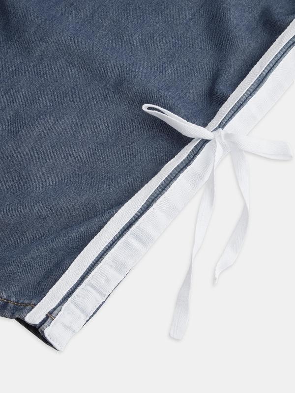 YOZY Women's Side Stripe Pocket Button Fly Wide Leg Jeans, Casual Denim Pants for Fall & Winter, Women's Trousers for Daily Wear