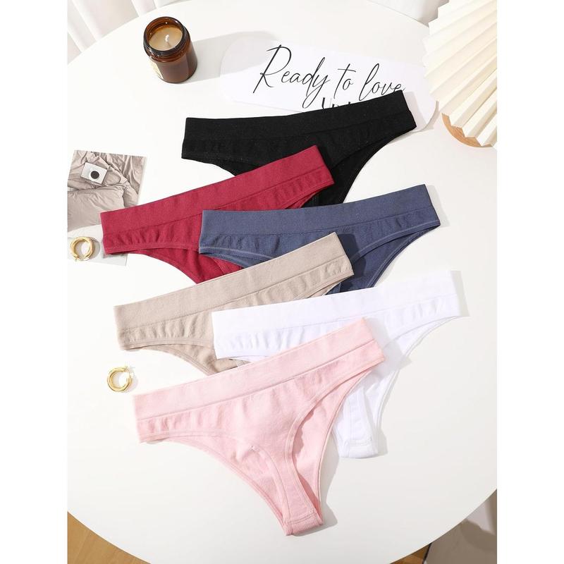 Womens Underwear Breathable Seamless Thongs 6 Pack Comfortable No Show High Waisted Thong Tangas Panties