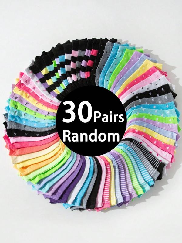 Random Color Basic Women's Ankle Socks, Casual Comfortable Breathable Socks for Daily Wear, Minimalist Multipack Knit Socks for Women & Girls