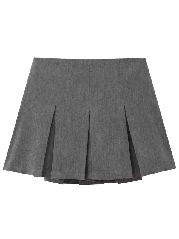 Women's Solid Preppy Fashion Pleated Skorts, Minimalist Basic Lady Skirt, Fashion Womenswear, Casual Shorts for Daily Outdoor Wear, Women Bottoms for Summer Spring Fall