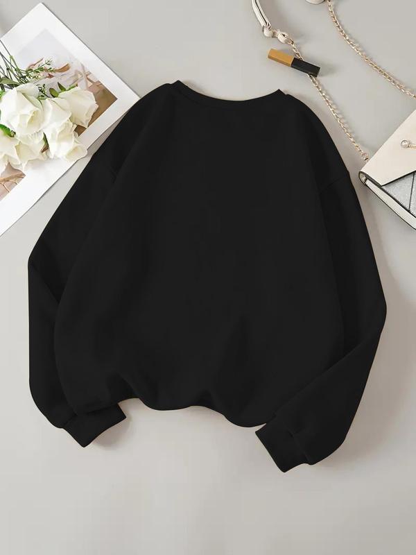 Women's Christmas Tree Print Crew Neck Sweatshirt, Casual Long Sleeve Pullover for Daily Wear, Ladies Clothes for All Seasons