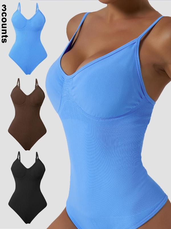 Women's Solid Backless Sleeveless Sports Bodysuit, Bodysuit Shapewear, High Stretch Seamless Quick Drying Cami Bodysuit for Yoga Gym Workout Running, Sportswear Fitness Clothing for All Seasons, Summer Sports One-piece Outfits, Fall Outfits, Fallfreshness