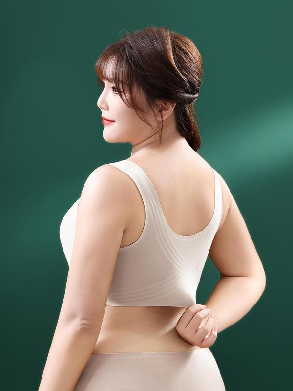 Plus Size Solid Sweetheart Neck Wireless Push Up Bra, Breathable Comfortable Lingerie Top For Daily Wear, Women's Plus Size Underwear For All Seasons
