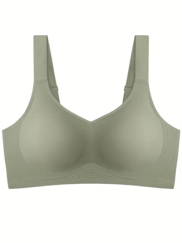 Women's Solid Seamless Wireless Push Up Bra, Comfortable Breathable Adjustable Strap Bralette for Daily Wear, Women's Lingerie, Summer Wear 2024