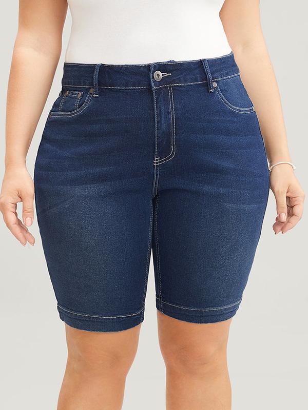 BloomChic Very Stretchy High Rise Dark Wash Denim Shorts