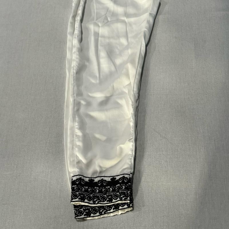 3 Piece White Chiffon Suit - Women’s Pakistani Desi Dress Fully Embroidered - Kameez, Pants, & Dupatta
