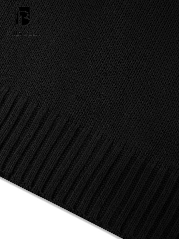 Basic Plain Wrap Drop Shoulder Sweater, Lady Minimalist Casual Comfort Long Sleeve V Neck Jumper Tops for Fall & Winter, Womenswear, Knitwear for Daily Life, Fall Clothing Women, Sweaters for Women, Winter Clothes Women