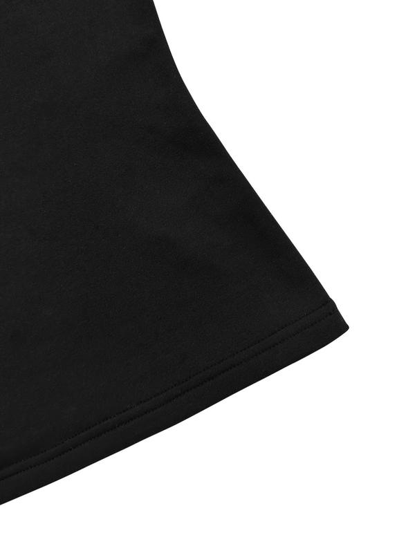 Women's Plain Thermal Lined High Neck Tee, Casual Long Sleeve T-shirt for Fall & Winter, Women's Clothing for Daily Wear