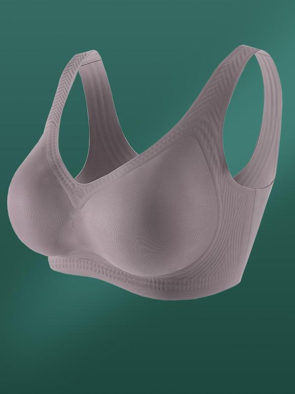 Plus Size Solid Sweetheart Neck Wireless Push Up Bra, Breathable Comfortable Lingerie Top For Daily Wear, Women's Plus Size Underwear For All Seasons