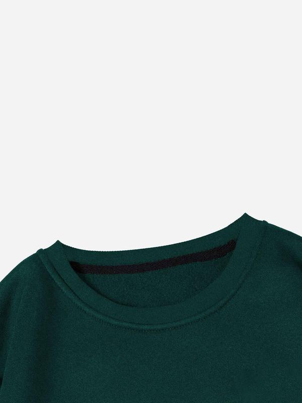 Women's Figure & Floral Print Drop Shoulder Sweatshirt, Casual Long Sleeve Round Neck Pullover for Fall & Winter, Women's Clothes for Daily Wear