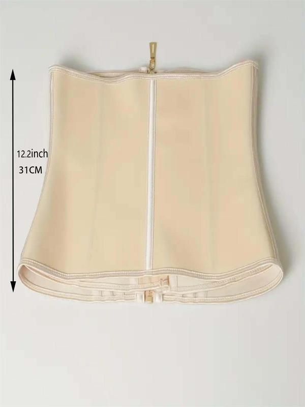 Women's Solid Zipper Adjustable Hook & Eye Closure Waist Trainer, High Stretch Tummy Control Shaper, Waist Cincher for Women, Shapewear for Daily Wear