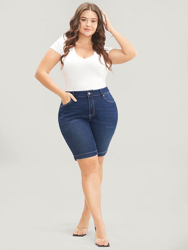 BloomChic Very Stretchy High Rise Dark Wash Denim Shorts