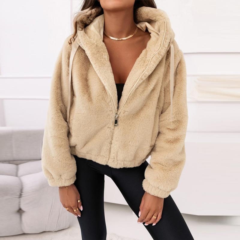 ChicMe Women's Fuzzy Zip Up Hoodie Jacket Fleece Thermal Winter Coats Womenswear Lightweight Outfits Tops Soft Lady zip hoodies zip jumper