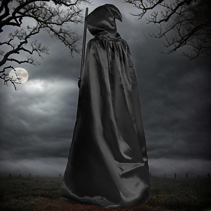 Witch & Death Role-playing Hooded Cloak, 1 Count Unisex Hooded Cloak for Halloween Party, Birthday Party, Family Gathering