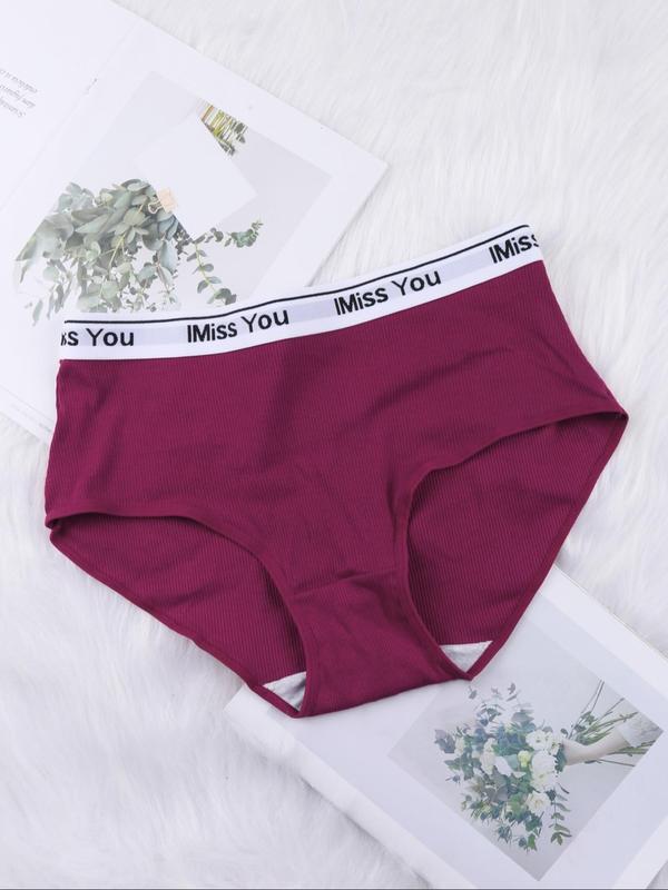  Letter Tape Brief, Soft Comfy Breathable Panties for Daily Wear, Women's Underwear for All Seasons
