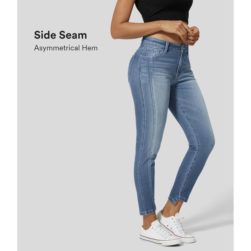 Halara HalaraMagic™ Mid Rise Button Zipper Multiple Pockets Stretchy Knit Casual Skinny Jeans