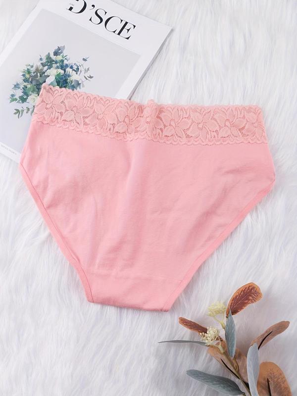 Women's Contrast Lace Panty, Soft Comfy Breathable Knicker for Daily Wear, Underwear for All Seasons