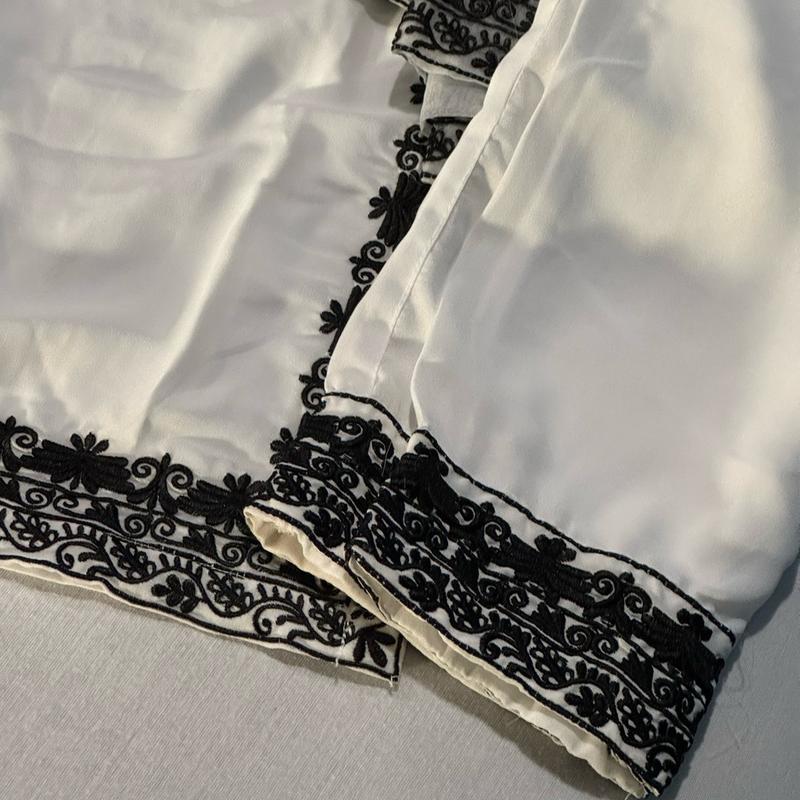 3 Piece White Chiffon Suit - Women’s Pakistani Desi Dress Fully Embroidered - Kameez, Pants, & Dupatta