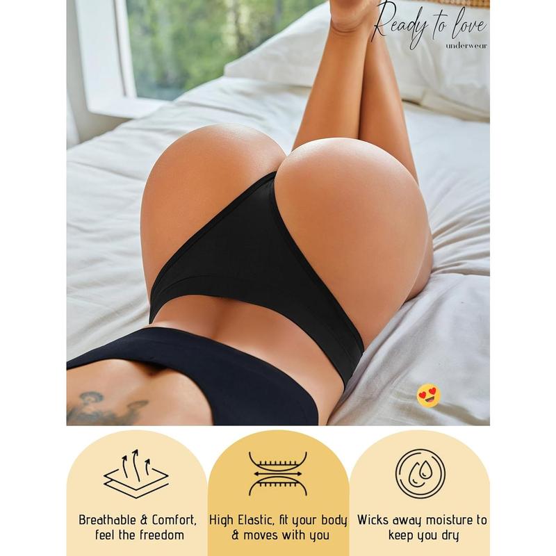 Womens Underwear Breathable Seamless Thongs 6 Pack Comfortable No Show High Waisted Thong Tangas Panties