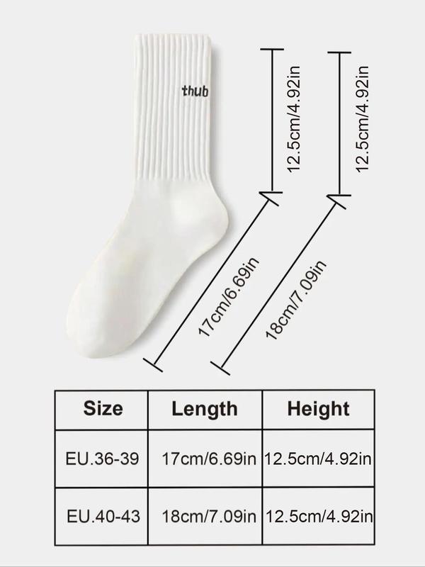 Women's Letter Print Crew Socks, Casual Moisture Wicking Socks, Socks for Women, Soft Comfy Breathable Socks for All Seasons Daily Wear, Girly Clothing