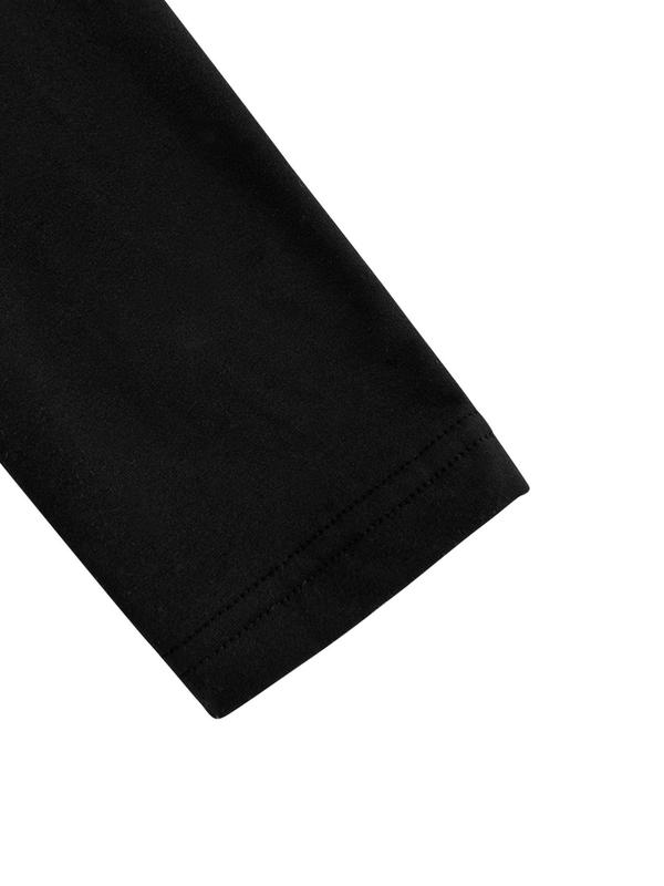 Women's Plain Thermal Lined High Neck Tee, Casual Long Sleeve T-shirt for Fall & Winter, Women's Clothing for Daily Wear