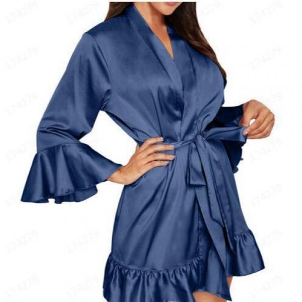 Dress Robe Bathrobe Sexy Deep V Suitable for Daily Wear Satin Lace Artificial Silk Home Wear