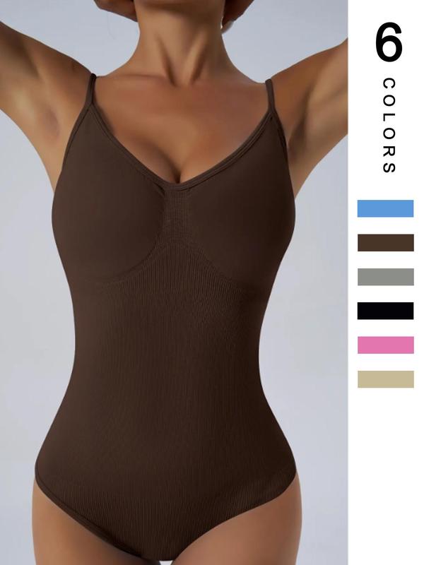 Women's Solid Backless Sleeveless Sports Bodysuit, Bodysuit Shapewear, High Stretch Seamless Quick Drying Cami Bodysuit for Yoga Gym Workout Running, Sportswear Fitness Clothing for All Seasons, Summer Sports One-piece Outfits, Fall Outfits, Fallfreshness