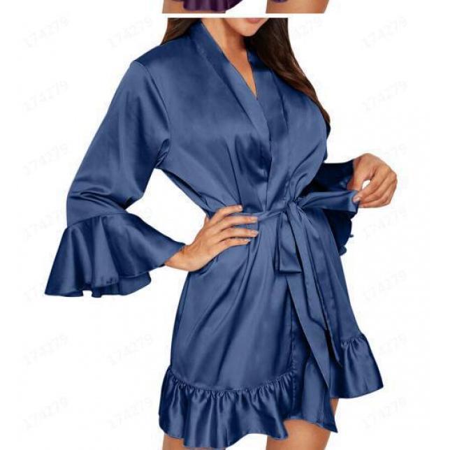 Dress Robe Bathrobe Sexy Deep V Suitable for Daily Wear Satin Lace Artificial Silk Home Wear