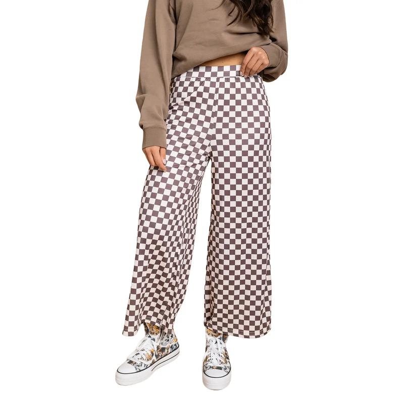 My Reputation Checkered Pants - Taupe [S-3X]