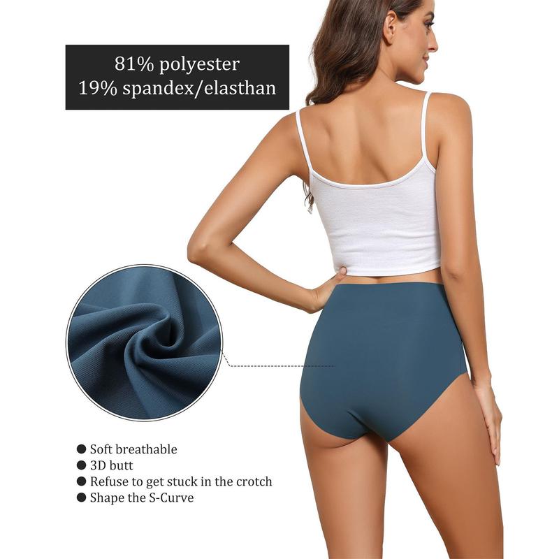 LEVAO Women's High Waist Seamless Underwear Full Coverage Brief No Show Panties Sexy Comfortable Pantie Multi 6 Pack S-XXL