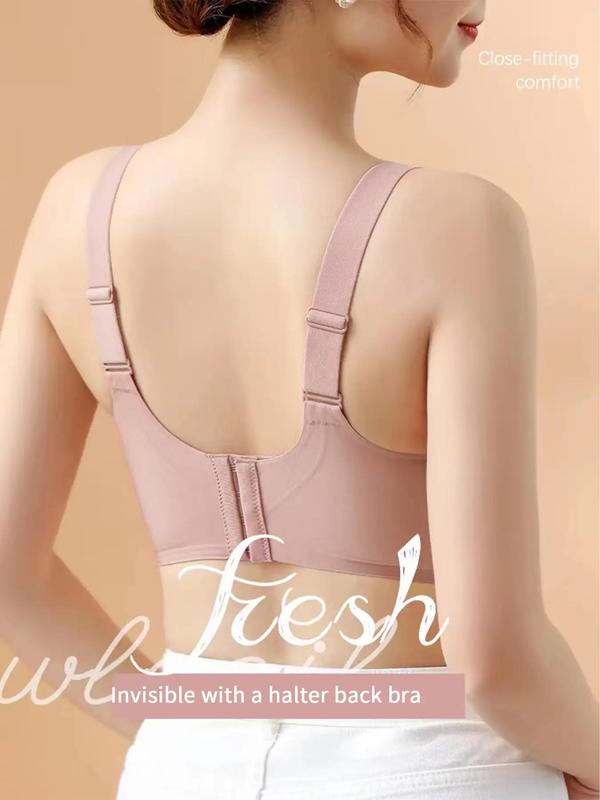 Women's Solid Seamless Wireless Push Up Bra, Comfortable Breathable Adjustable Strap Bralette for Daily Wear, Women's Lingerie, Summer Wear 2024