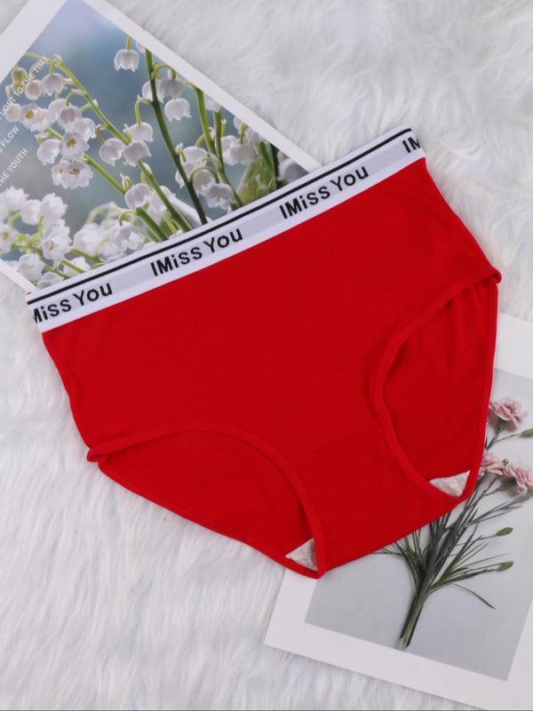  Letter Tape Brief, Soft Comfy Breathable Panties for Daily Wear, Women's Underwear for All Seasons