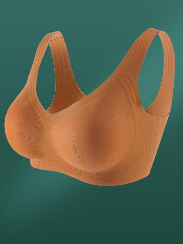 Plus Size Solid Sweetheart Neck Wireless Push Up Bra, Breathable Comfortable Lingerie Top For Daily Wear, Women's Plus Size Underwear For All Seasons
