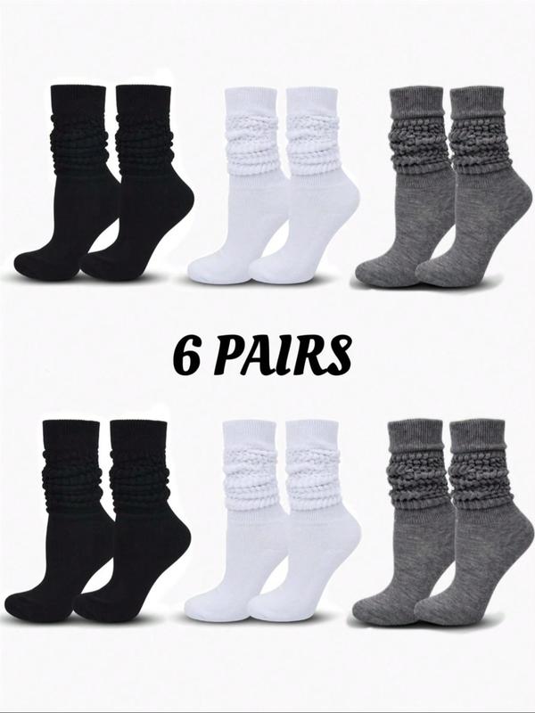 Women's 4 Pairs Solid Color Over The Calf Socks, Minimalist Baggy Socks for Women, Comfort Casual Cozy Breathable Pile Socks for Lady Daily Outdoor Wear, Socks for Women, Scrunch Socks Womenswear