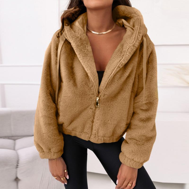 ChicMe Women's Fuzzy Zip Up Hoodie Jacket Fleece Thermal Winter Coats Womenswear Lightweight Outfits Tops Soft Lady zip hoodies zip jumper