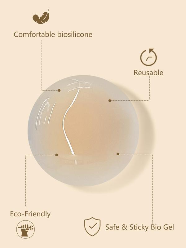 Women's Reusable Silicone Nipple Cover, Invisible Self-adhesive Breast Pasties, Lingerie Accessories for Women