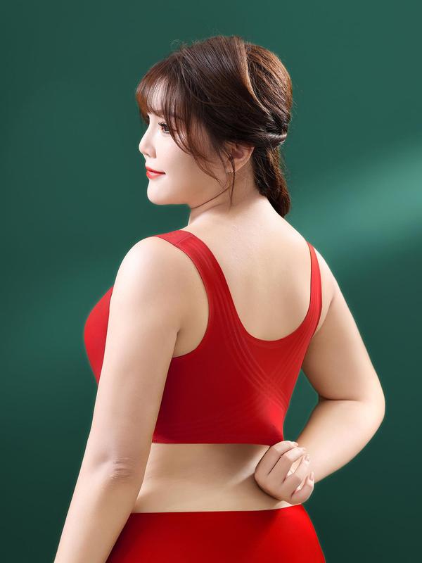 Plus Size Solid Sweetheart Neck Wireless Push Up Bra, Breathable Comfortable Lingerie Top For Daily Wear, Women's Plus Size Underwear For All Seasons